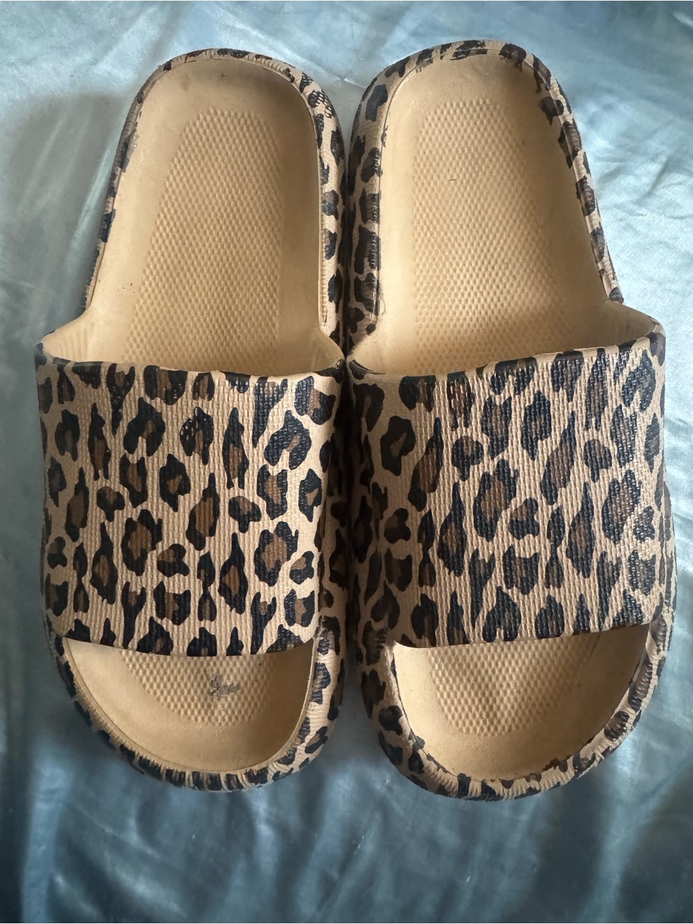 Leopard Print Slide Sandals - Women